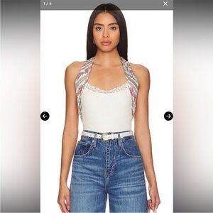 Free People Intimately Eyes for U Halter Bodysuit Ivory L